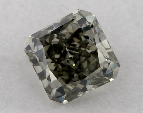 GIA 0.24 Carat Fancy Gray Yellowish Green-SI1 Square Radiant Cut Diamond